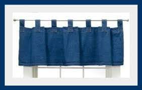Blue Jean Denim Tab Top Cotton Valance Curtain Cortinas Cortinas Para Cocina Manualidades Y Bricolaje