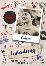 Sie selbst entscheiden über alle details ihrer hängedeko: Tolle Retro Einladungskarte Zum 40 Geburtstag Mit Foto Und Kleinen Kritzeleien Doodles In Altem Einladungen Einladung Geburtstag Einladungskarten Geburtstag