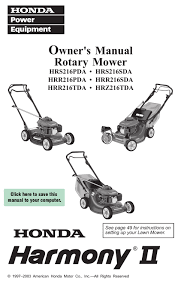 Lawn mower honda ht3810 owner's manual. Honda Hrz216tda Harmony Ii Owner S Manual Pdf Download Manualslib