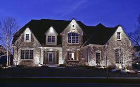 Outdoor Accent Lighting If You Need Some Landscaping Done Around Your House Or Workplace Call Lawn Ti Exterior Lighting House Exterior Modern House Lighting