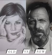 My old(not rlly) drawing vs my current drawing:)