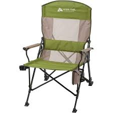 Ozark Trail Deluxe Oversize Hard Arm Chair With Reclining Back And Adjustable Legs Green Walmart Com Adjustable Legs Camping Furniture Ozark