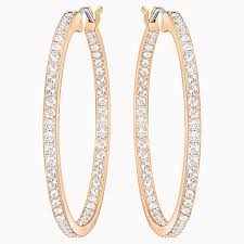 Swarovski Sommerset Hoop Pierced Earrings White Rose Gold Tone Plated Morre Lyons Jewelers