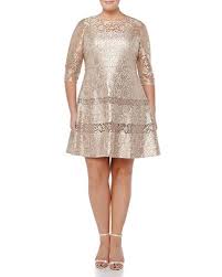 T8nzv Kay Unger New York Women S Tiered Lace Fit Flare Cocktail Dress Gold Women S Plus Size Cocktail Dresses Dresses Fashion Fabric