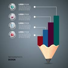 Business Infographic Template Colored Pencil And Chart