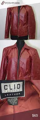 Vintage Clio Petites 100 Red Leather Zip Jacket Leather Jackets Women Zip Jackets Size 22 Women