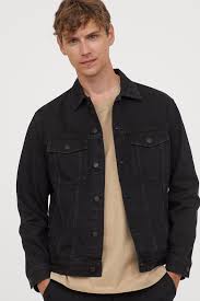 Giubbotto Di Jeans Nero Uomo H M It Denim Jacket Men Black Denim Jacket Denim Jacket
