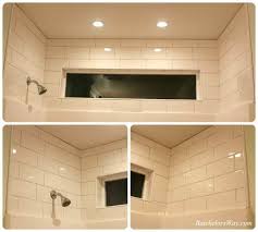Or, you need to tile or otherwise cover your ceiling if your showerhead is on the ceiling or if it extends from the wall just below the ceiling. Show Me Your Bathroom Tile Pictures