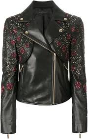 Elie Saab Rose Embroidered Jacket Leather Jackets Women Rose Embroidered Jacket Vibe Clothes
