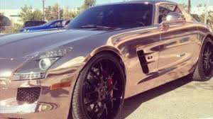Rapper Tyga Wraps His Sls Amg In Rose Gold Gold Mercedes Mercedes Benz Sls Mercedes Sls