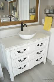 Old Dresser Turned Bathroom Vanity Tutorial Dresser Vanity Bathroom Shabby Chic Bathroom Vanity Shabby Chic Bathroom