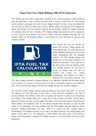 Figure Out Your State Mileage With Ifta Calculator