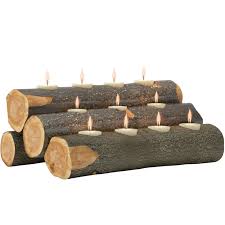Check spelling or type a new query. Tealight 24 Fireplace Log Candle Holder Insert Rustic Wood Finish