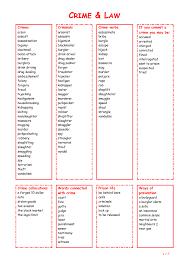 Crime And Law Vocabulary Worksheets Law And Crime Law Notes Law School Life