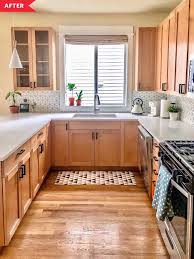 Before And After Little Changes Made A Big Difference In This Kitchen Wood Kitchen Cabinets Wooden Kitchen Cabinets Diy Kitchen Renovation