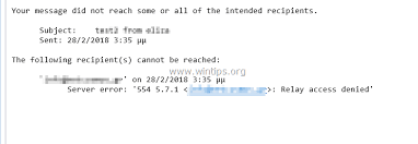 The relaying denied message occurs because the smtpdrecipientrestrictions rules was not matched. Fix Relay Access Denied 554 5 7 1 Error In Outlook Solved Wintips Org Windows Tips How Tos