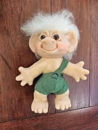 Vintage 1960's Thomas Dam Caveman 6” Troll Doll Original Glass Eyes