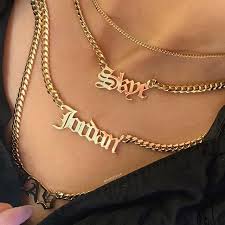 Customized name stainless steel letter pendant necklace personalized gold choker. 14k Yellow Gold Heavy Cuban Link Personalized Nameplate Necklace