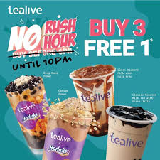 What's better is that you can buy 1 and get 1 for free in tealive buy 1 free 1 special promotion. Tealive Buy 3 Free 1 Until 10pm Makanguru