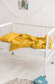Honey Yellow Linen Baby Bedding Set Sand Snow Linen