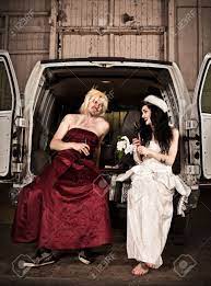 Bride And Cross Dressing Bridesmaid At Hillbilly Wedding Stock Photo,  Picture and Royalty Free Image. Image 11700093.