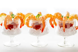 Individual shrimp cocktail presentations / garden theme wedding | by invitation only.event planning. Shrimp Cocktail Saving Room For Dessert