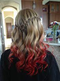 Dip Dye Hair Kool Aid Hair Blonde Hair With Red Tips