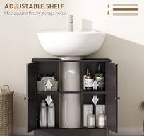 HOMCOM Under Sink Bathroom Cabinet, Pedestal Sink Storage ...