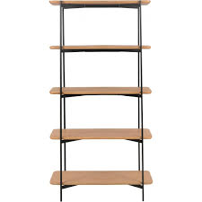 L80 x p35 x h155 cm • matière plateaux : Bibliotheque 5 Etageres En Chene Et Metal Noir Philou Bibliotheque Pas Cher