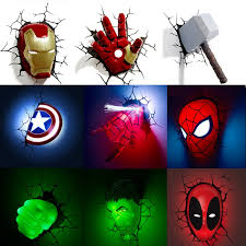 Avengers Series 3d Marvel Led Wall Lamp Living Room Creative Night Light Ironman Hulk Deadpool Captain American As Boy S Gift Led Night Lights Aliexpress