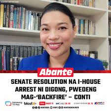 Nagbabala si International Criminal Court (ICC) Assistant to Counsel Atty.  Kristina Conti na maaaring mag-'backfire' ang resolusyong ipinasa sa Senado  nitong Miyerkoles ukol sa house arrest ni dating Pangulong Rodrigo Duterte  dahil