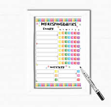 reward chart responsibility chart kids daily checklist childrens chore chart for boys and girls dry wipe board