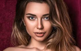 Wallpaper look, close-up, face, model, portrait, makeup, hairstyle, brown  hair for mobile and desktop, section девушки, resolution 2048x1366