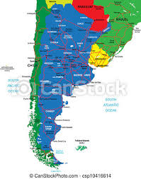 Following three centuries of spanish colonization, argentina. Argentinien Karte Eine Sehr Detaillierte Karte Argentiniens Mit Verwaltungsregionen Hauptstadten Und Strassen Canstock