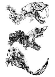 Prehistoric Bloom Art Print By Sinpiggyhead Society6 Tatuajes De Dinosaurios Craneos De Animales Elementos Artisticos