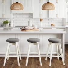 white solid wood kitchen bar stool
