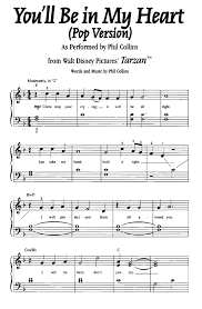 Printable disney sheet music for the disney music enthusiast. You Ll Be In My Heart Tarzan Piano Sheet Music Guitar Chords Walt Disney Easy Sheet Music Easy Sheet Music Easy Piano Sheet Music Disney Piano Music