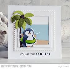 penguins in paradise stamp set and die namics single stitch line frames die namics stitched mini scallop s zelfgemaakte kaarten kaart ambachten kaarten maken