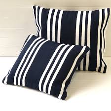 Outdoor cushions dress your favorite patio chairs , chaises or benches in decorative colors and patterns. Outdoor Cushion Cover 60cm Navy White Hampton Stripe Carnival Homewares
