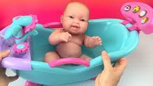 New Baby Dolls Bathtub Toy W Sounds Shower How To Bath A Baby Doll Toys Videos Youtube