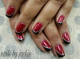 Red Black And Silver Glitter Nails Gel Polish Manicure On Natural Nails Red Black And Silver Glitter French Manicure With A Twist Nails B Glitter French Manicure Gel Polish Manicure Red Nails