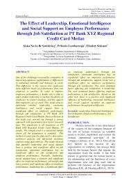 Pelaksana penyusun administrasi kepegawaian bidang kepegawaian dan memahami substansi manajemen sumber daya manusia (sdm); Pdf The Effect Of Leadership Emotional Intelligence And Social Support On Employee Performance Through Job Satisfaction At Pt Bank Xyz Regional Credit Card Medan International Journal Of Research Review Ijrr