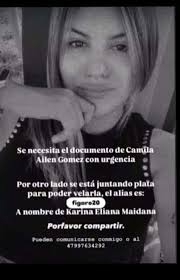 LLAMADO A LA SOLIDARIDAD Se solicita la colaboración de toda la población  para poder recuperar el DNI de CAMILA AILEN GOMEZ, quién lo habría perdido  en el Bar Dover, de Monte Grande.
