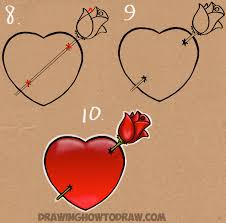 1 drawing a rose materials. How To Draw A Heart With A Rose Piercing It Like An Arrow How To Draw Step By Step Drawing Tutorials
