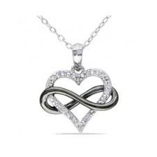 Black And White Diamond Intertwining Infinity Necklace Earrings And Bracelet Sterling Silver Heart White Black Diamond Infinity Neckless Pendant Love Jewelry Heart Pendant Diamond Diamond Heart Pendant Necklace