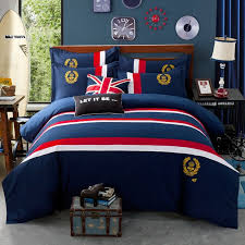 Navy Blue Red And White Nautical Stripe And Medallion Print Traditional Masculine Style 100 Cotton Twin Full Queen Size Bedding Sets Enjoybedding Com
