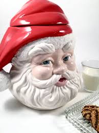 Vintage Ceramic Santa Claus Cookie Jar Retro Santa Head Cookie Jar Christmas Decor Holiday Decor Jolly St Nick C Christmas Jars Santa Head Cookie Jars