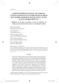 Mahkamah persekutuan memutuskan bahawa badan perundangan negeri selangor tidak mempunyai kuasa. Pdf Kaedah Pembuktian Dalam Undang Undang Keterangan Mahkamah Syariah Dan Mahkamah Sivil Di Malaysia Suatu Kajian Perbandingan Kanun Jurnal Undang Undang Malaysia