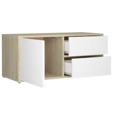 Du findest fernsehschränke in den unterschiedlichsten holzsorten: Vidaxl Tv Schrank Weiss Sonoma Eiche 80x34x36 Cm Spanplatte Alles Fur Dein Zuhause