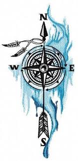 Compass And Spirits Machine Embroidery Design Gray Spirit Wind Feather North Arrow Compass Drop East West South Cicekli Dovmeler Dovme Sanati Pusula